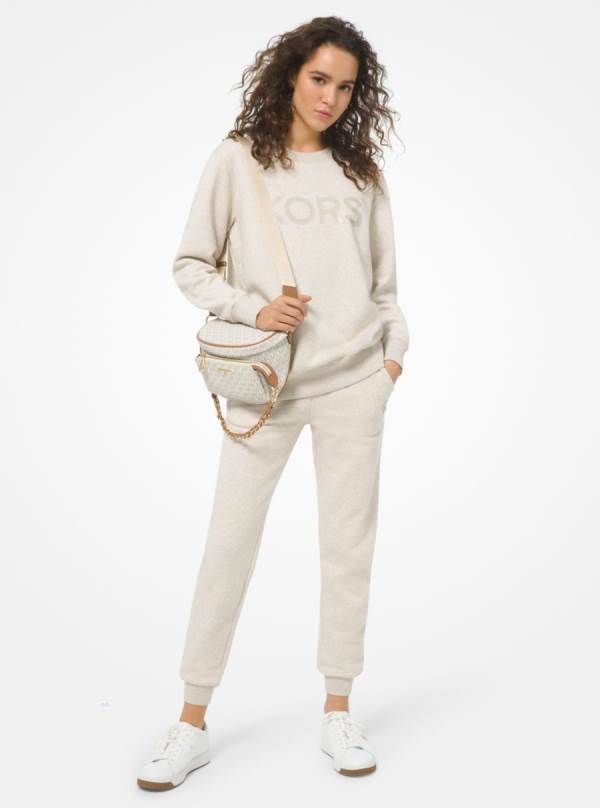 Damske Mikiny Michael Kors Logo Organic Cotton Blend Svetlo Hnedožltý - Oblecenie Michael Kors Vypredaj | PENTU-3697